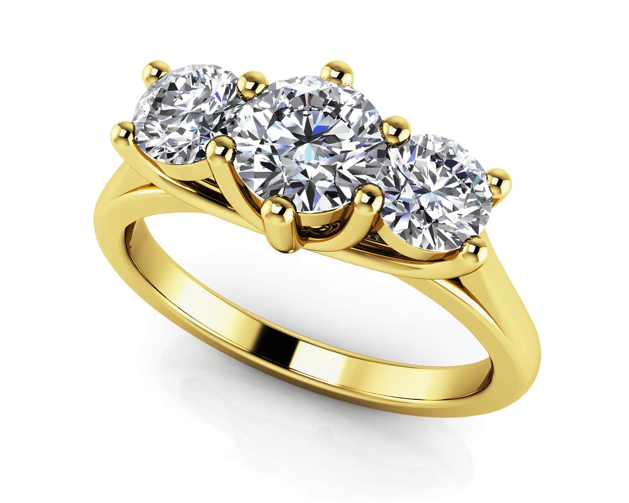 10 Prong Three Stone Diamond Engagment Lab-Grown Diamond Ring with 1.51 ct. (0.75 ct. center diamond) - Image 2