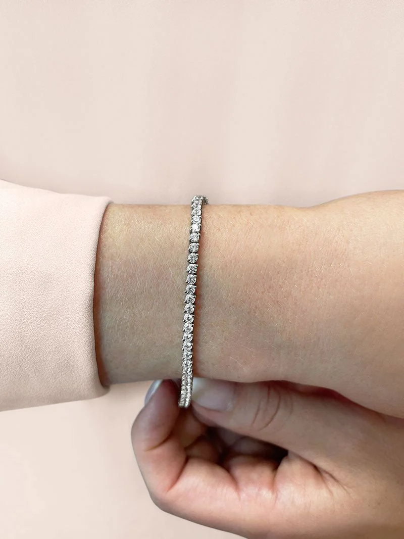2 Prong Set Round Diamond  Tennis Bracelet with 0.58 ct.(finished) 1.2mm - Image 3