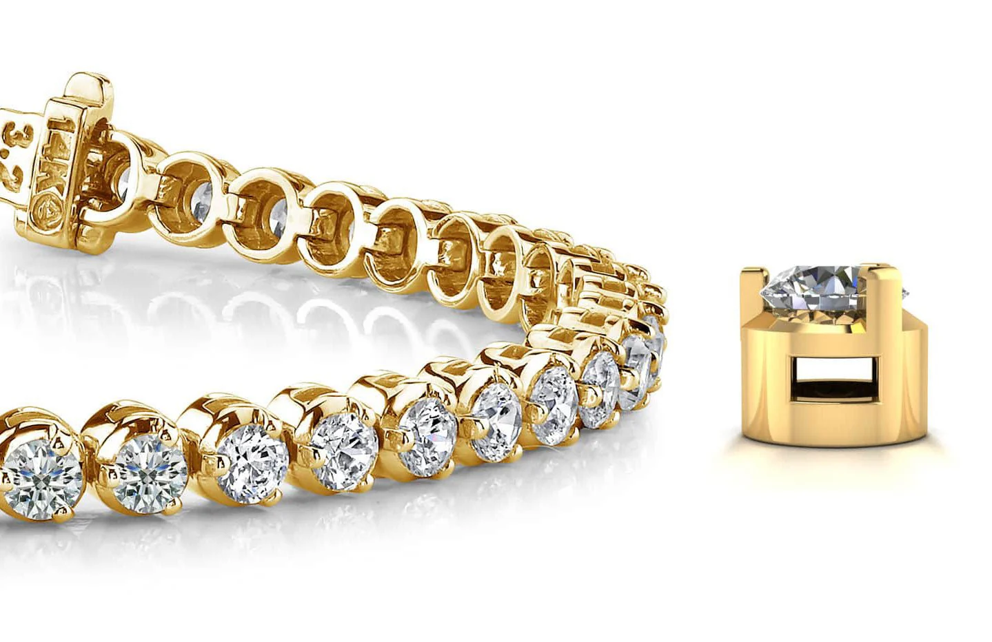 3 Prong Dreams Diamond Tennis Bracelet with 2.11 ct.(finished) 2mm - Image 2