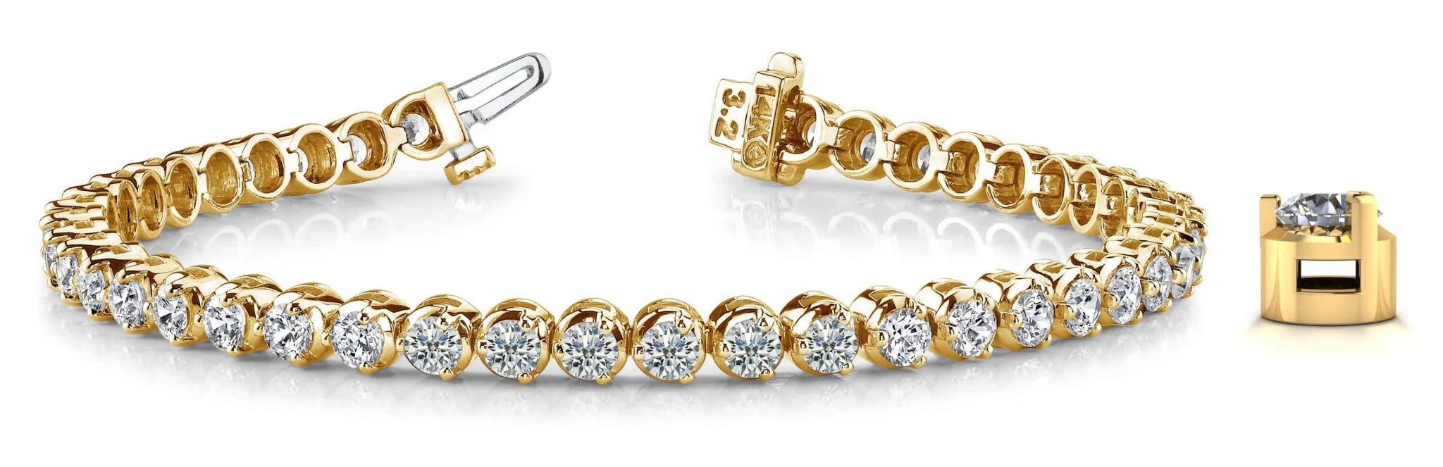 3 Prong Dreams Diamond Tennis Bracelet with 2.11 ct.(finished) 2mm - Image 5
