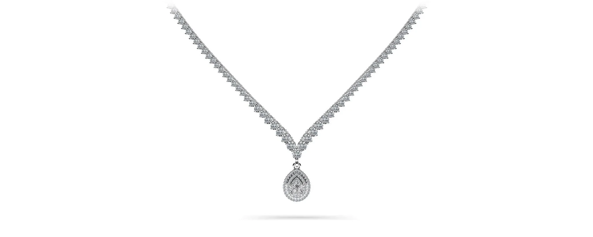 3 Prong Graduated V Diamond Necklace with 9.54 ct.(finished)