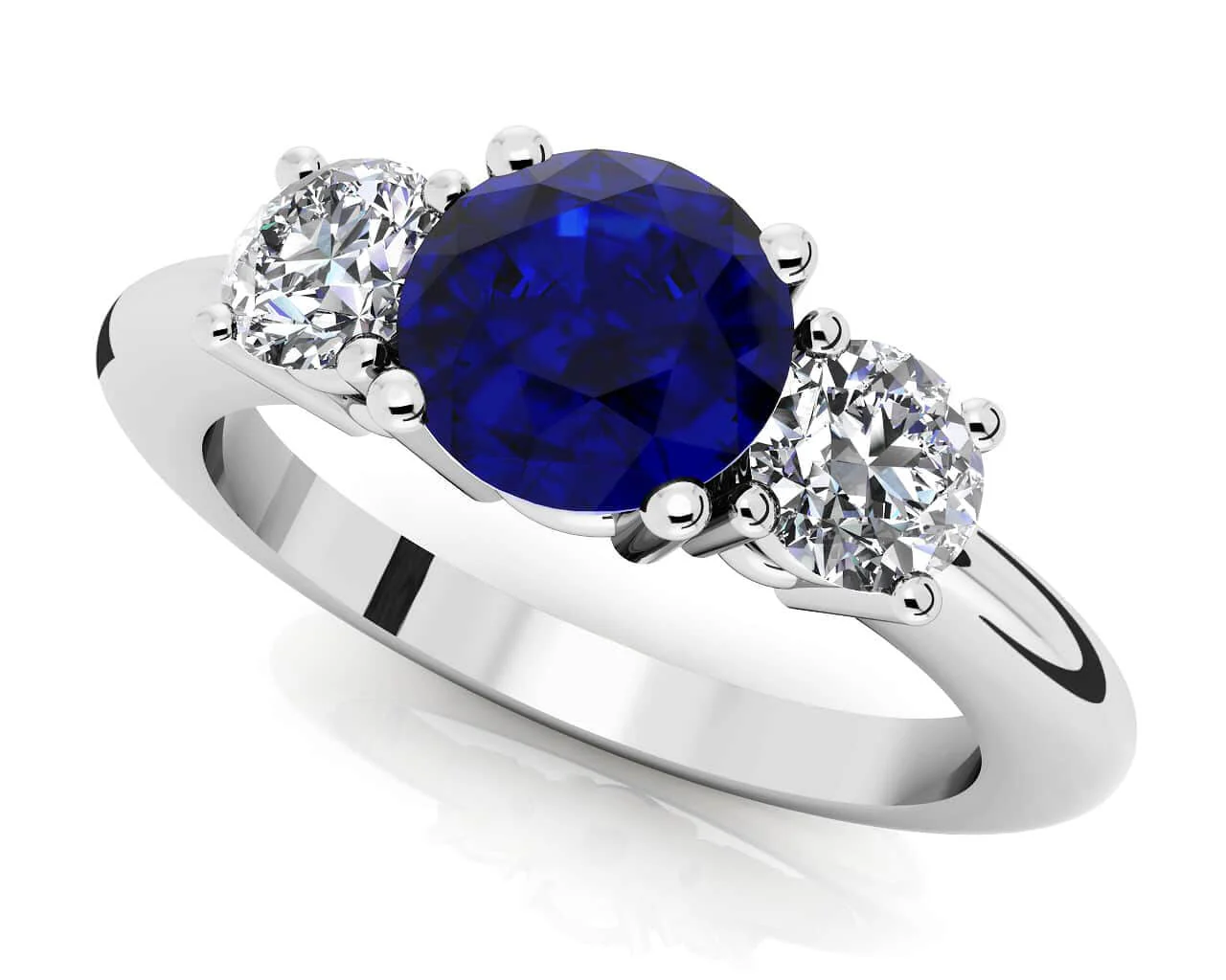 3 Stone Round Brilliant Cut Diamond And Gem Lab-Grown Diamond Ring with 3.00 ct.(finished) 5mm, 8.2mm Ruby