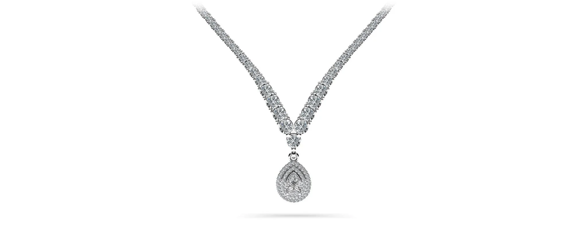 4 Prong Double Strand V Drop Diamond Lab-Grown Diamond Necklace with 13.12 ct.(finished)
