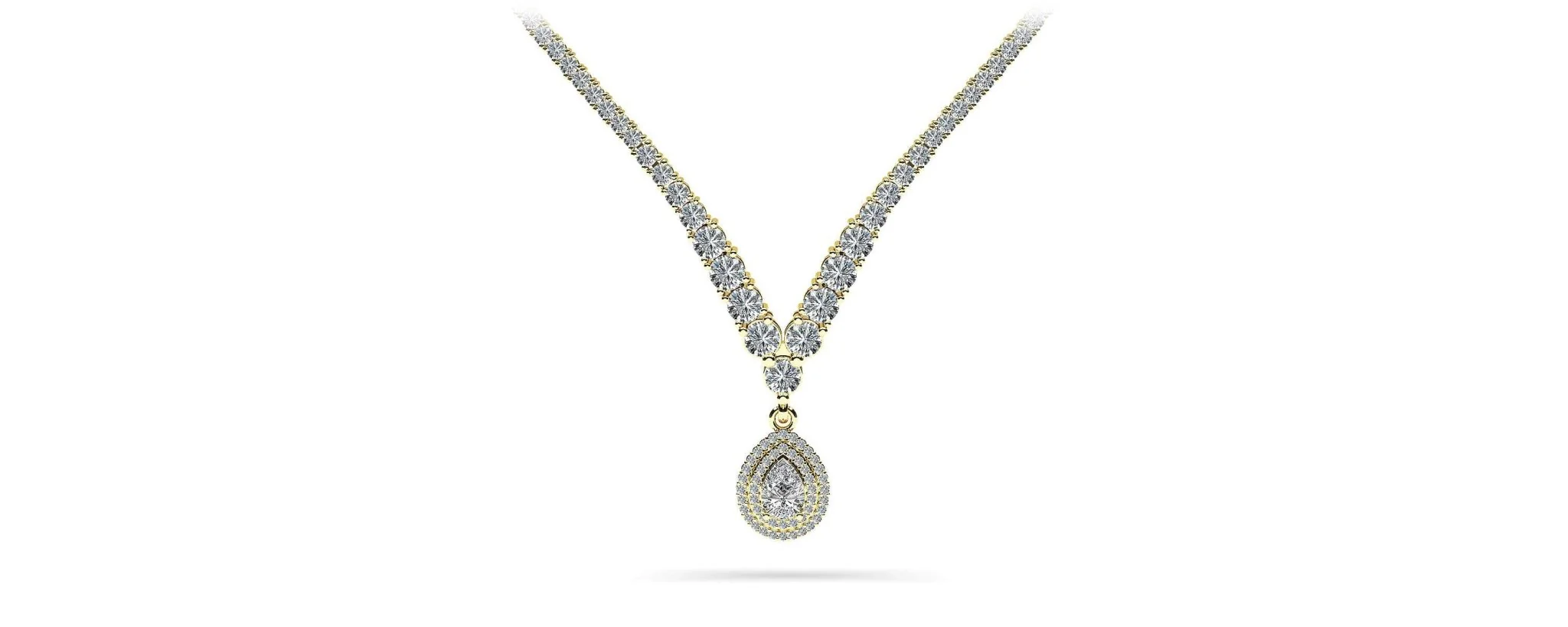 4 Prong Double Strand V Drop Diamond Lab-Grown Diamond Necklace with 13.12 ct.(finished) - Image 2