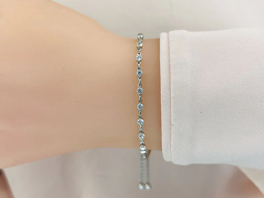 Adjustable Diamond And Chain Link Slider Lab-Grown Diamond Bracelet with 1.47 ct.(finished) 3.8mm - Image 3