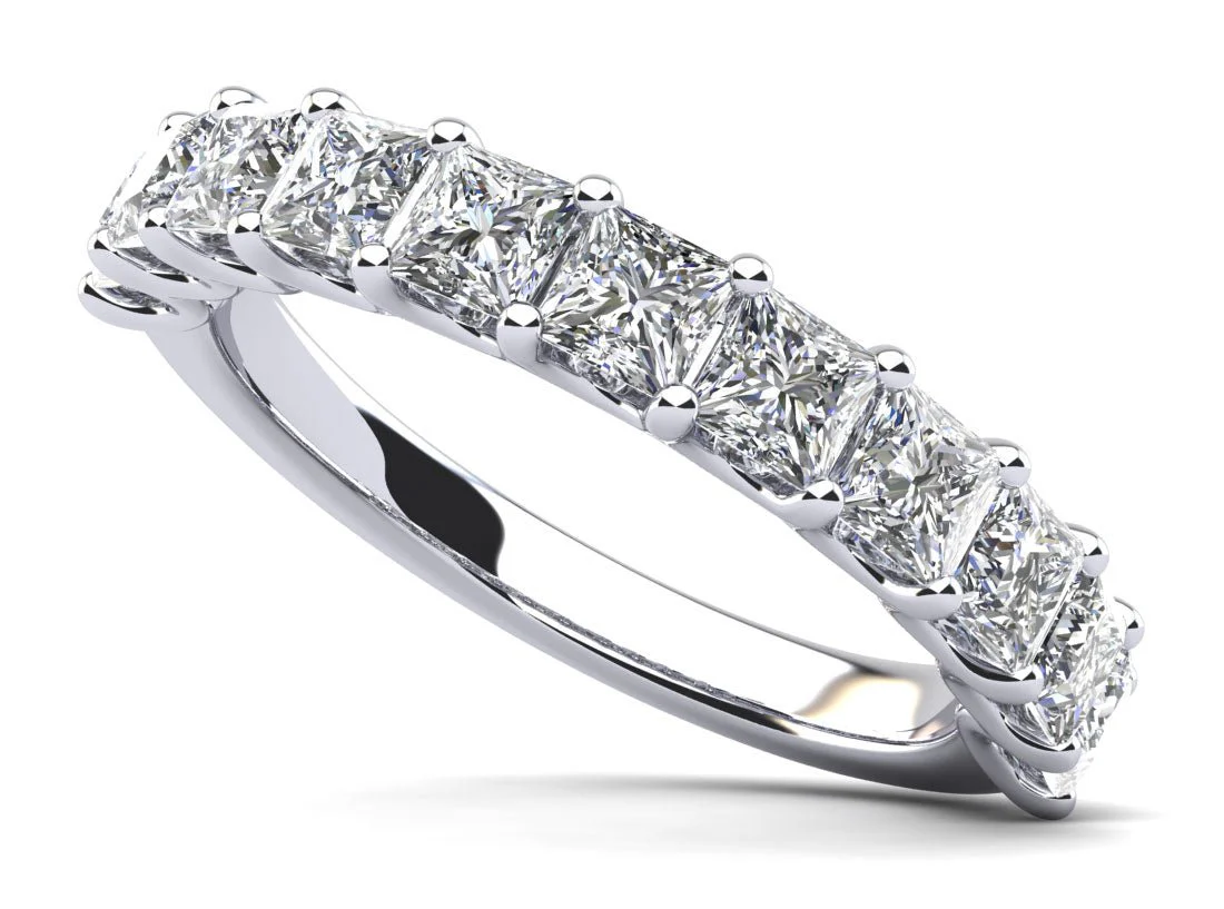 All Sparkle Princess Cut Lab-Grown Diamond Anniversary Ring with 0.85 ct.(finished) 2.25mm