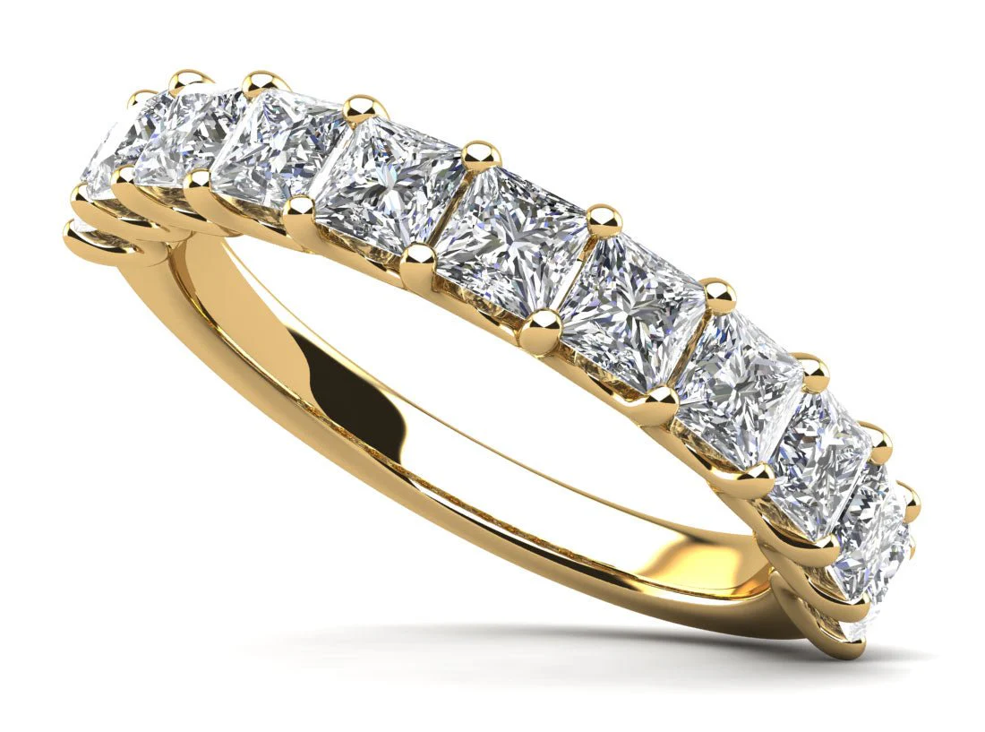 All Sparkle Princess Cut Lab-Grown Diamond Anniversary Ring with 0.85 ct.(finished) 2.25mm - Image 2