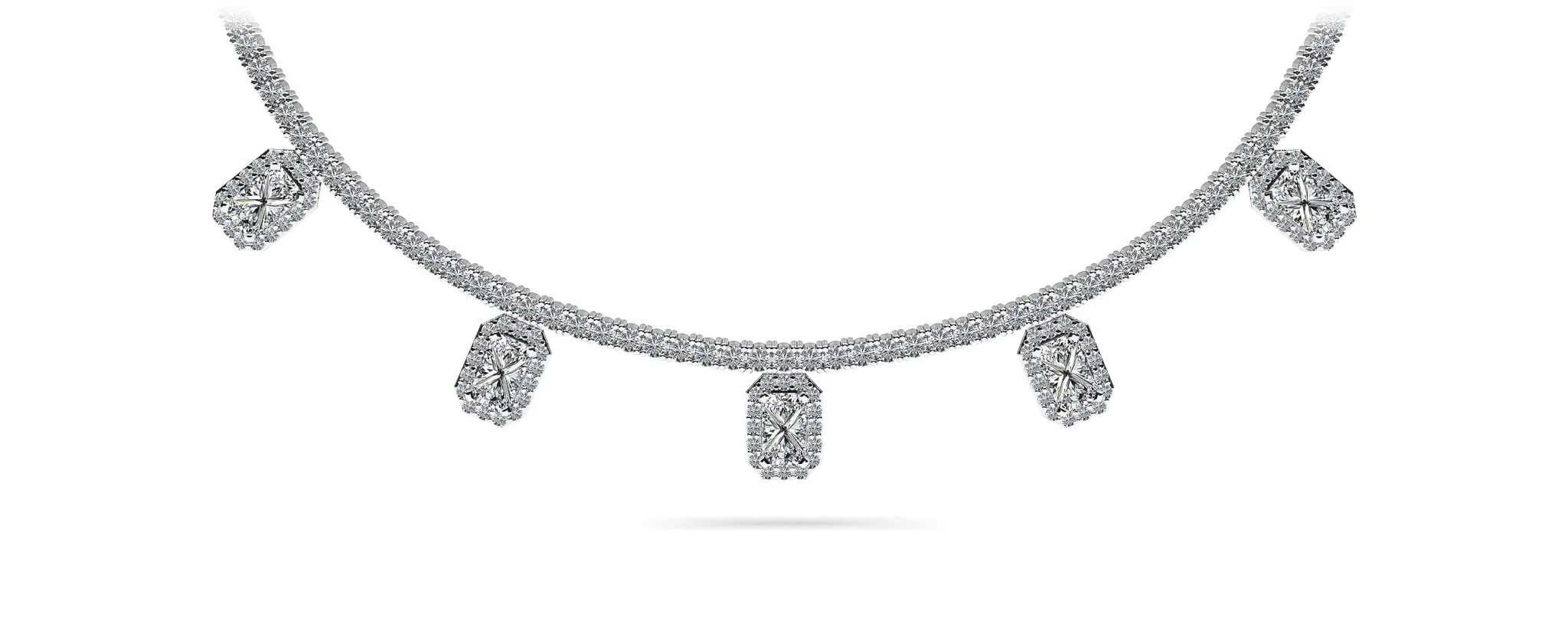 Alluring Diamond Tennis Diamond Necklace with 8.17 ct.(finished) 5x3mm, 1.1mm, 2.2mm