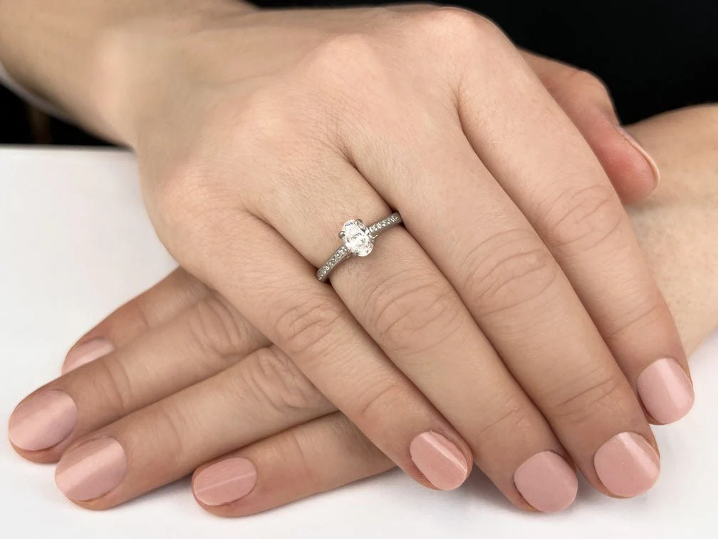 Alluring Oval Lab-Grown Diamond Engagement Ring with 0.51 ct. (0.33 ct. center diamond) - Image 3