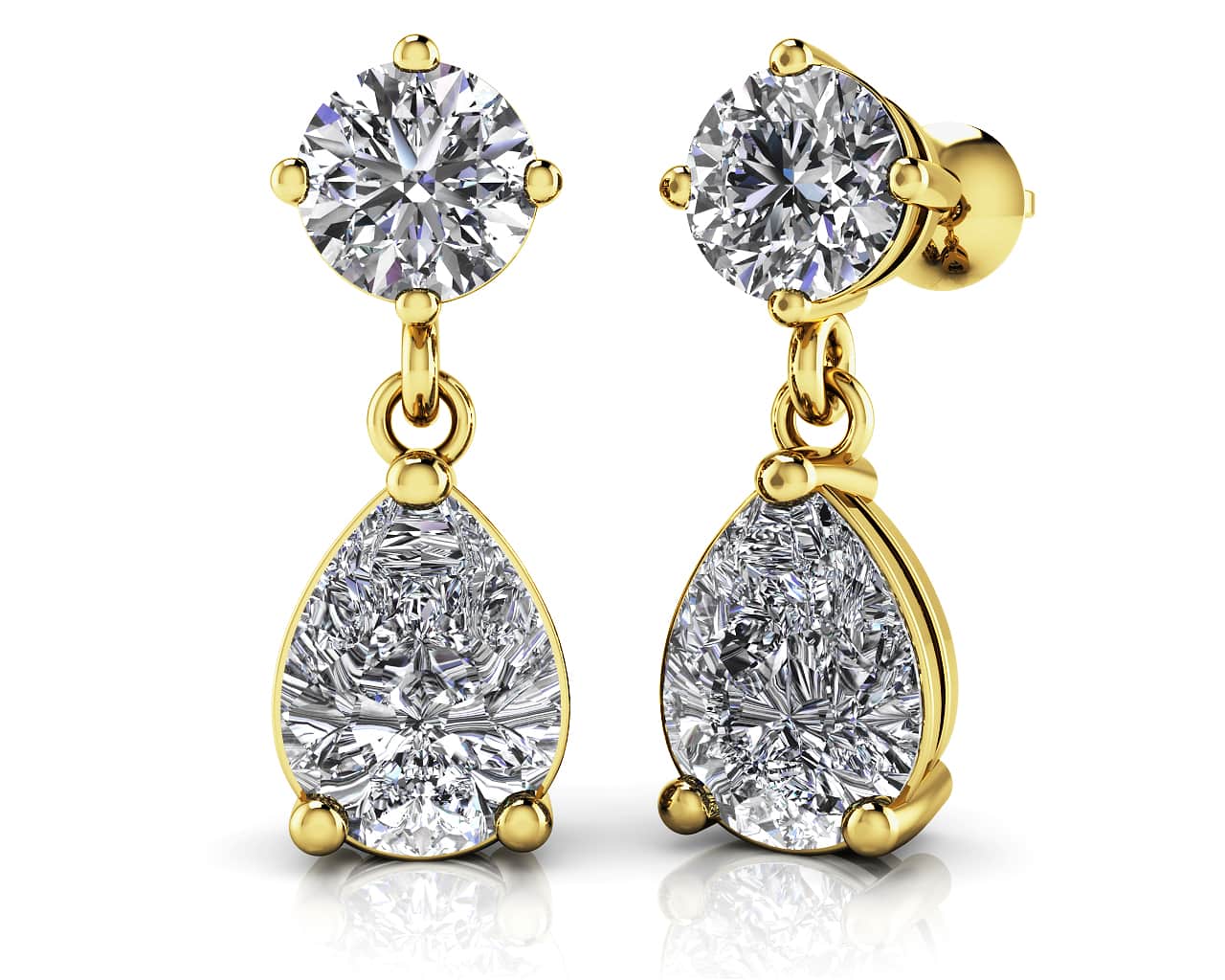 Alluring Round And Pear Shaped Drop Lab-Grown Diamond Earrings with 2.60 ct.(finished) 9x6mm, 4.25mm - Image 2