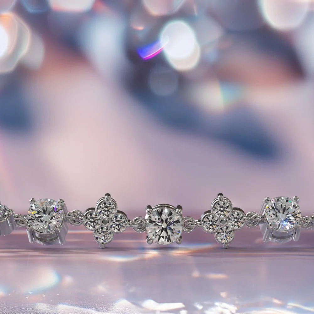 Alternating Clusters Diamond Lab-Grown Diamond Necklace with 8.16 ct.(finished) 1.6mm, 3.5mm - Image 3