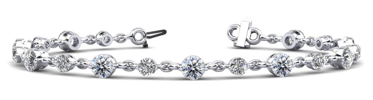 Alternating Diamond And Chain Link Diamond Bracelet with 2.20 ct.(finished) 2.5mm, 3.5mm - Image 5