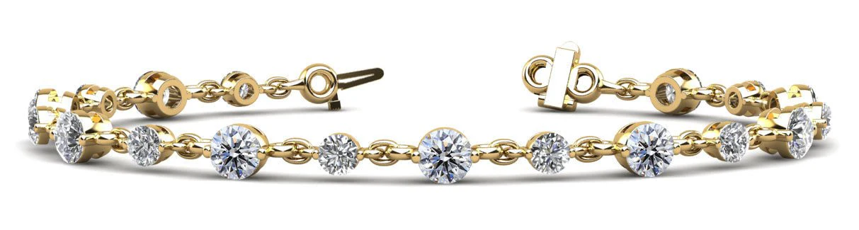 Alternating Diamond And Chain Link Diamond Bracelet with 3.15 ct.(finished) 3mm, 3.8mm - Image 6