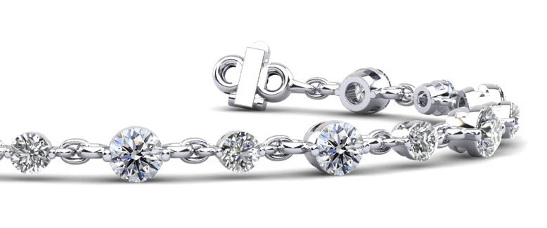 Alternating Diamond And Chain Link Lab-Grown Diamond Bracelet with 4.02 ct.(finished) 3.5mm, 4.2mm