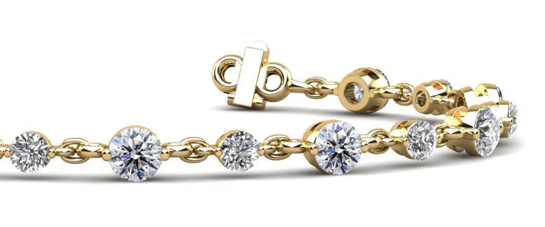 Alternating Diamond And Chain Link Lab-Grown Diamond Bracelet with 4.02 ct.(finished) 3.5mm, 4.2mm - Image 2