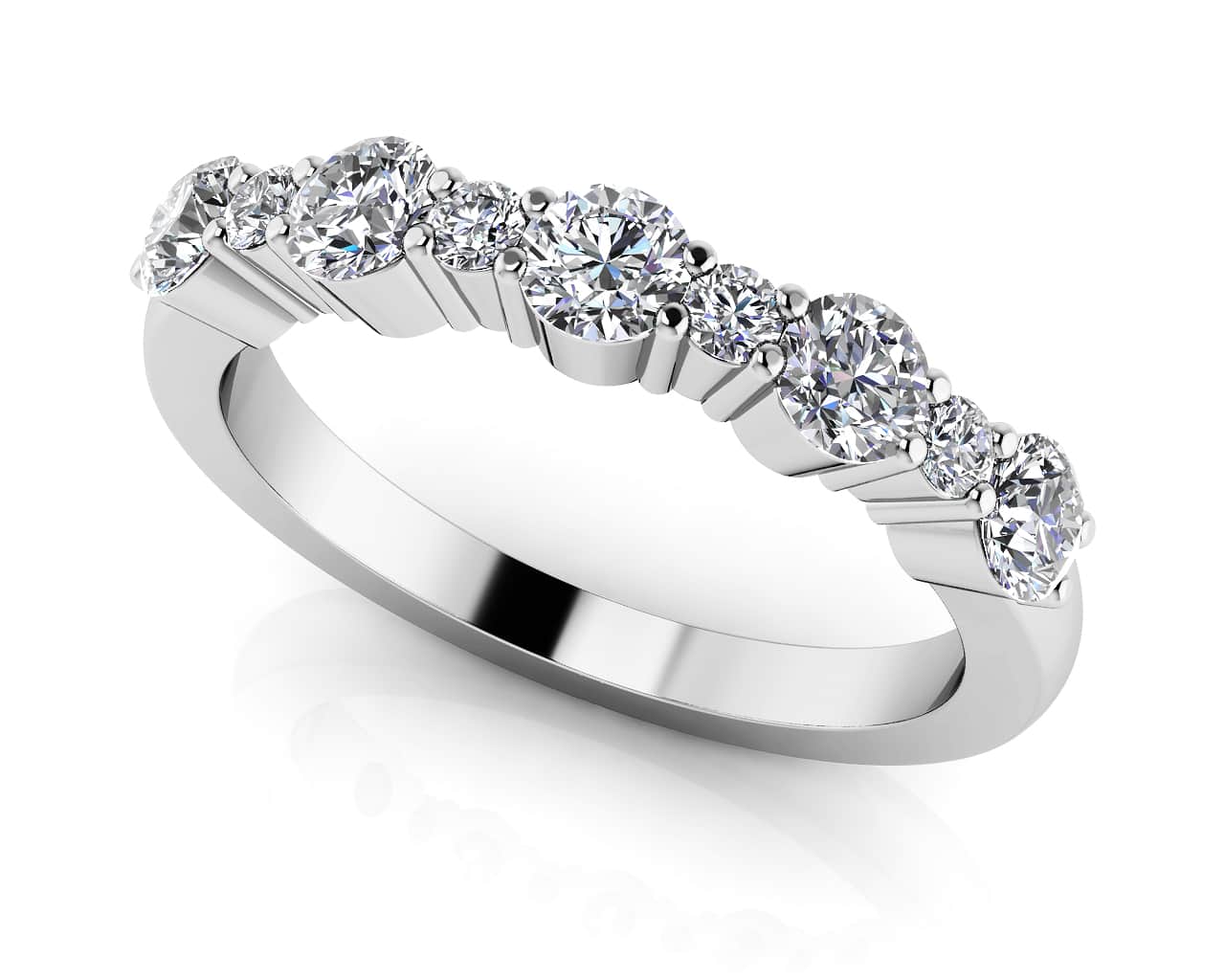 Alternating Lab-Grown Diamond Anniversary Ring with 0.93 ct.(finished) 2mm, 3.5mm