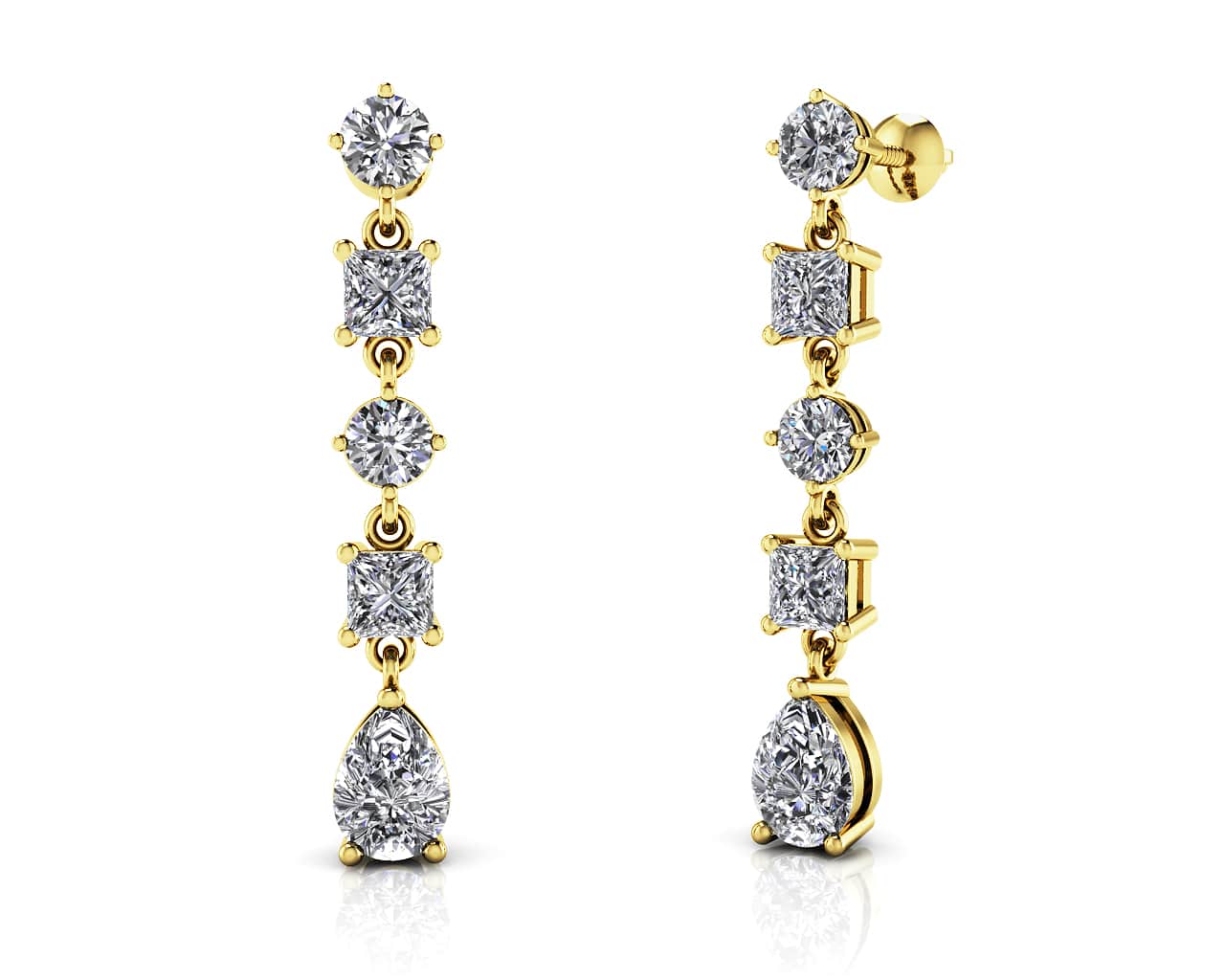 Alternating Diamond Drop Lab-Grown Diamond Earrings with 2.92 ct.(finished) 7x5mm, 3.5mm, 3.8mm - Image 2