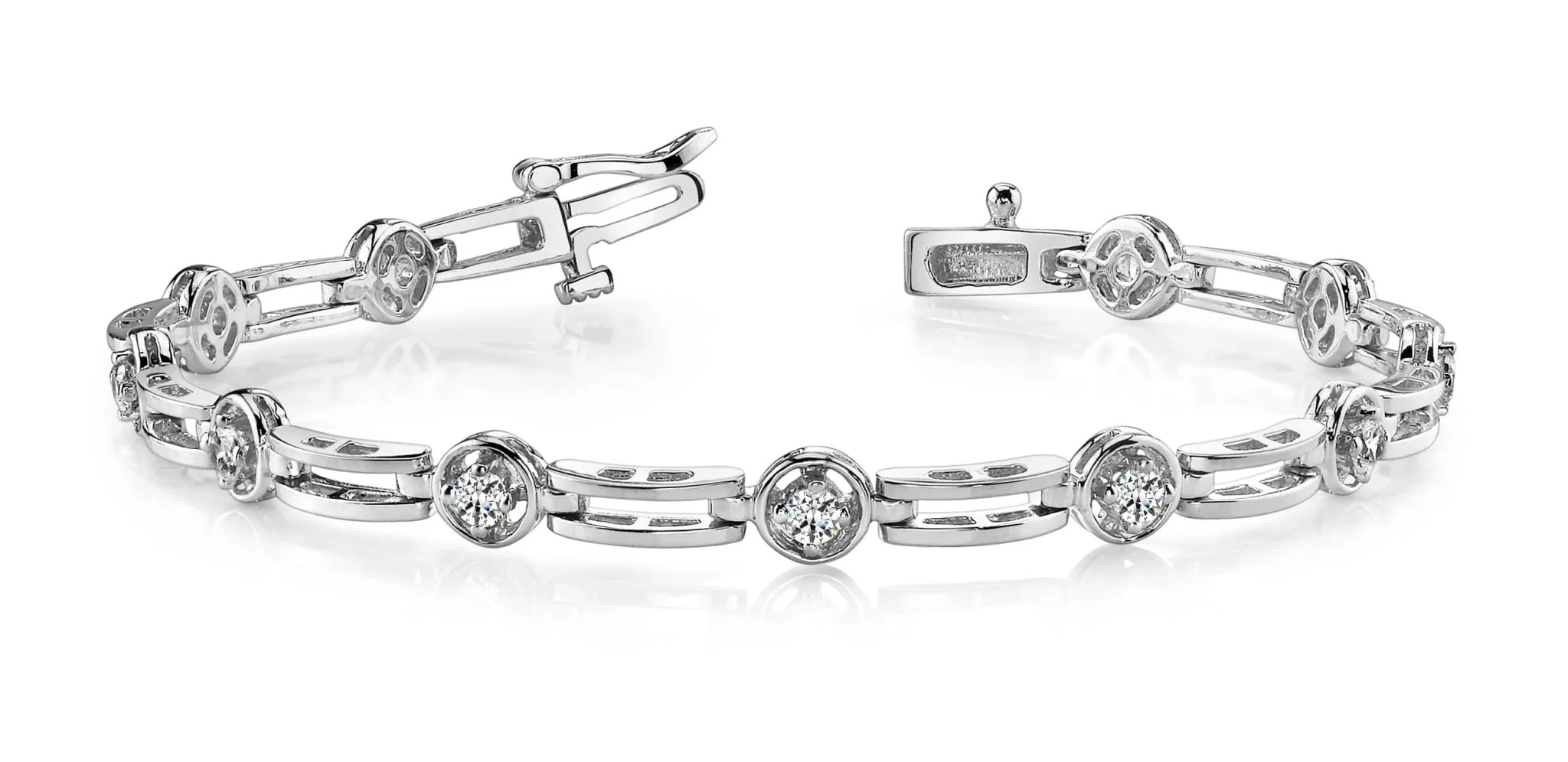 Alternating Round And Bar Link Diamond Bracelet with 0.88 ct.(finished) 2.75mm - Image 4