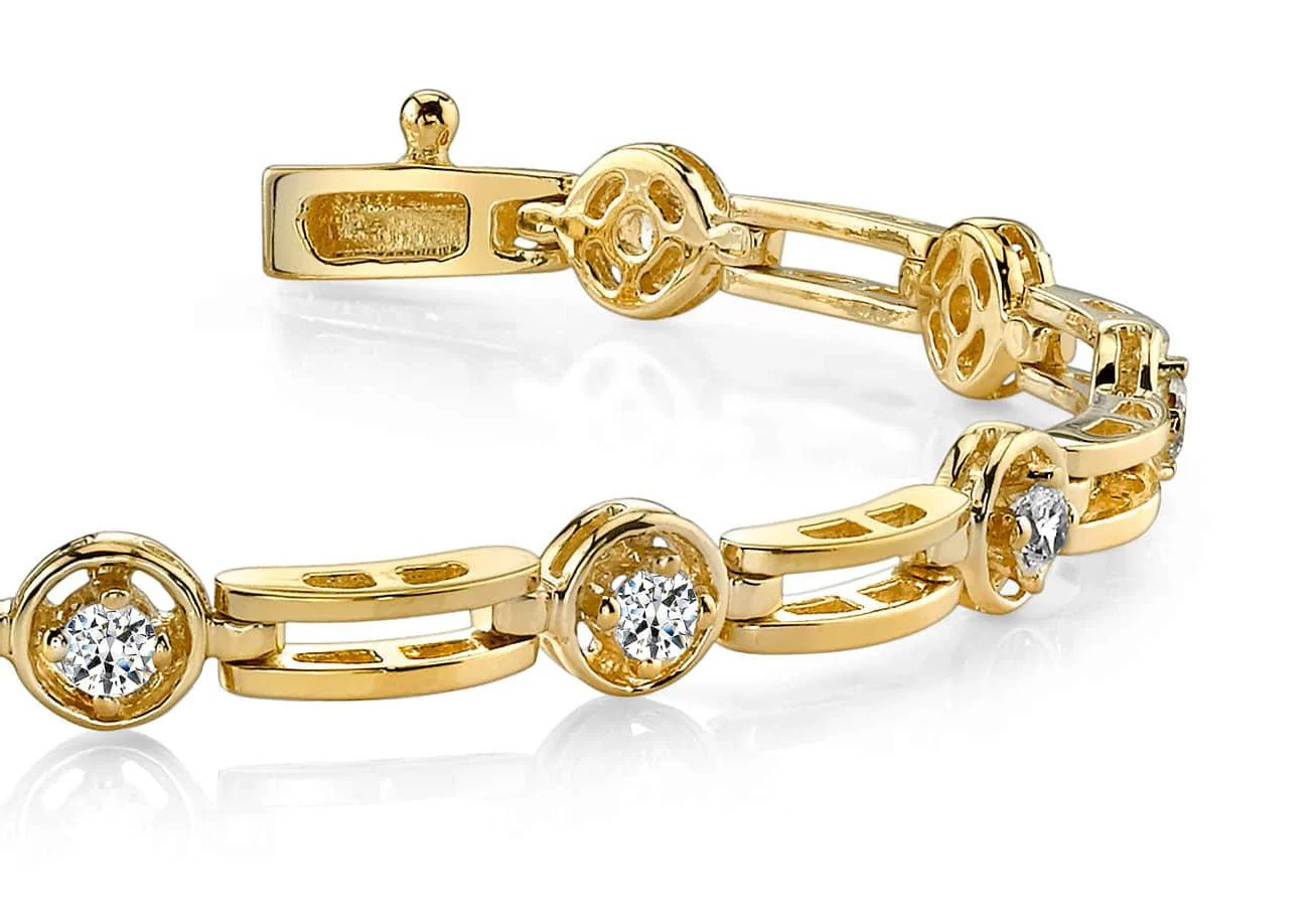 Alternating Round And Bar Link Lab-Grown Diamond Bracelet with 0.88 ct.(finished) 2.75mm - Image 2