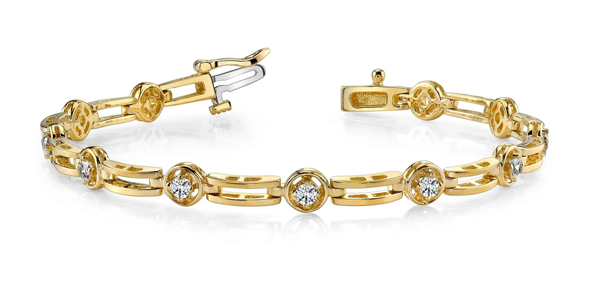 Alternating Round And Bar Link Lab-Grown Diamond Bracelet with 0.88 ct.(finished) 2.75mm - Image 3