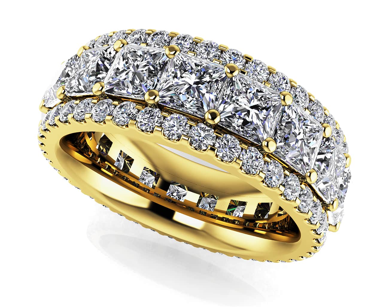 Amore Princess Square Frame And Round Lab-Grown Diamond Ring with 6.30 ct.(finished) 1.5mm, 3.5mm - Image 2