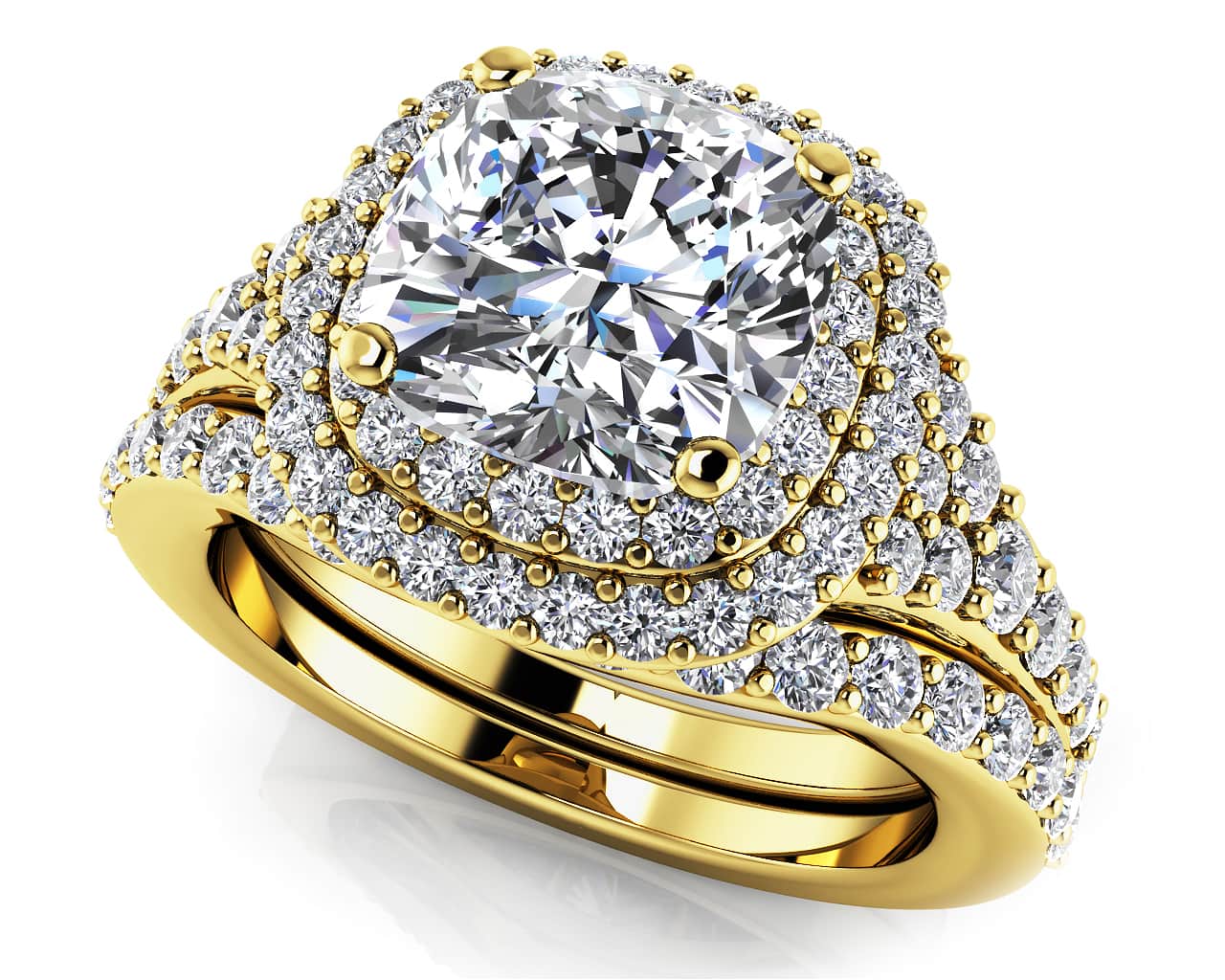 Andrea Love Cushion Cut Bridal Set Diamond with 3.00 ct. (2.00 ct. center diamond) - Image 2