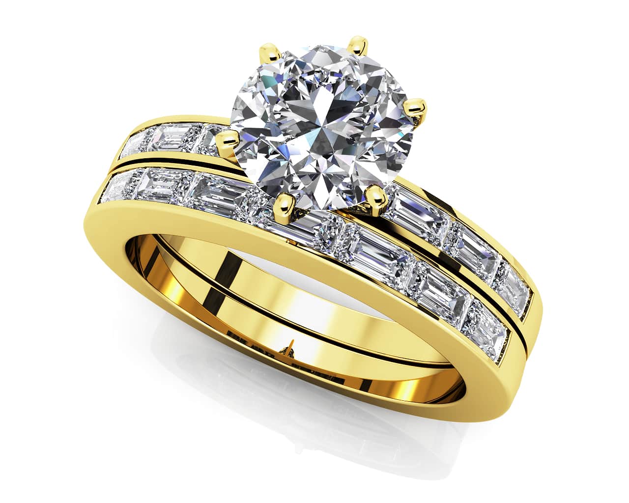 Baguette Lab-Grown Diamond Bridal Set with 1.15 ct. (0.50 ct. center diamond) - Image 2