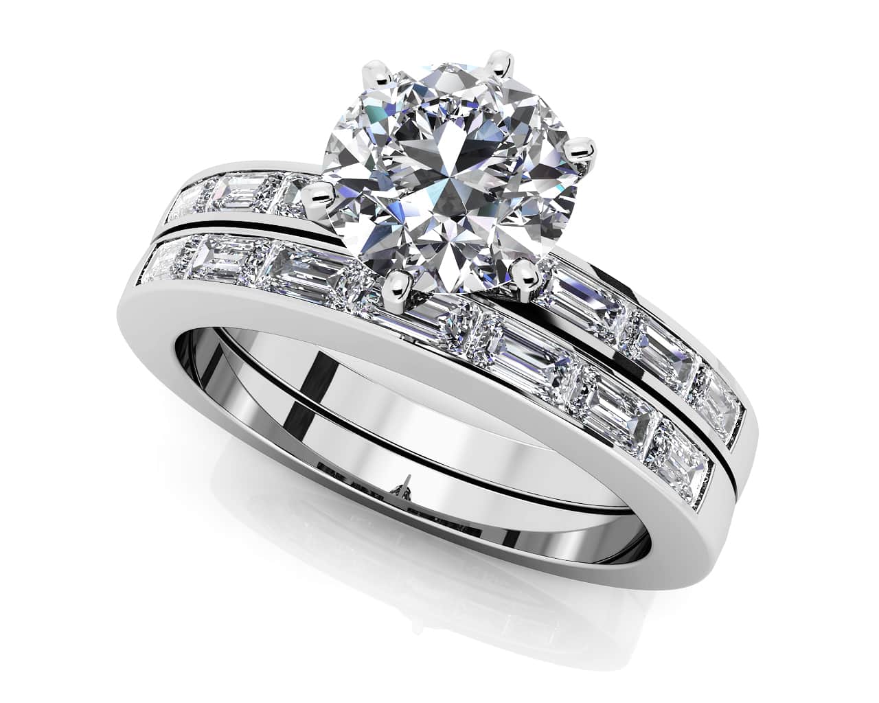 Baguette Lab-Grown Diamond Bridal Set with 1.65 ct. (1.00 ct. center diamond)