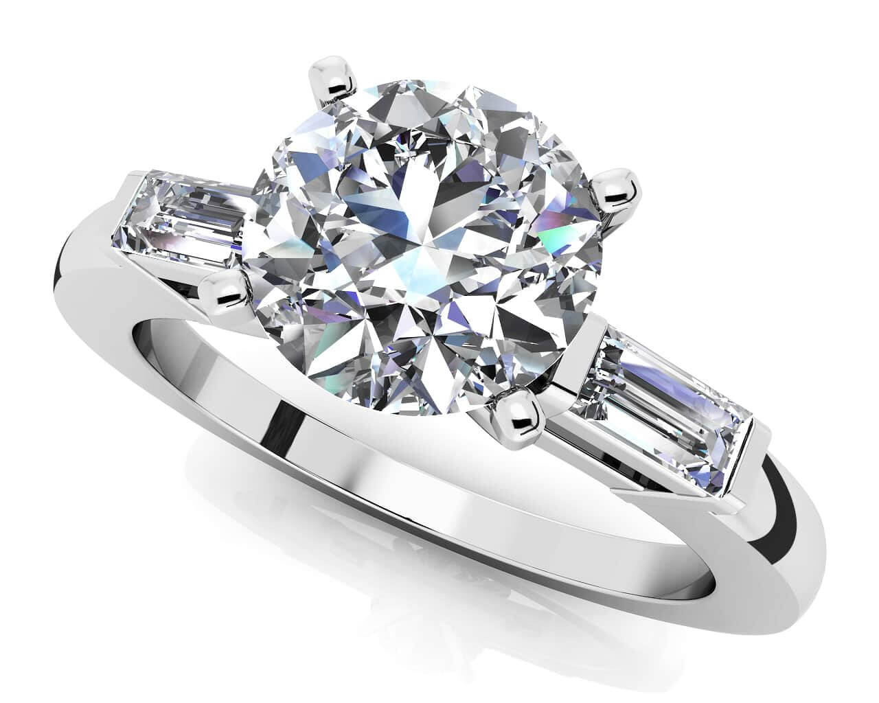 Baguette Three Across Lab-Grown Diamond Engagement Ring with 1.30 ct. (1.00 ct. center diamond)