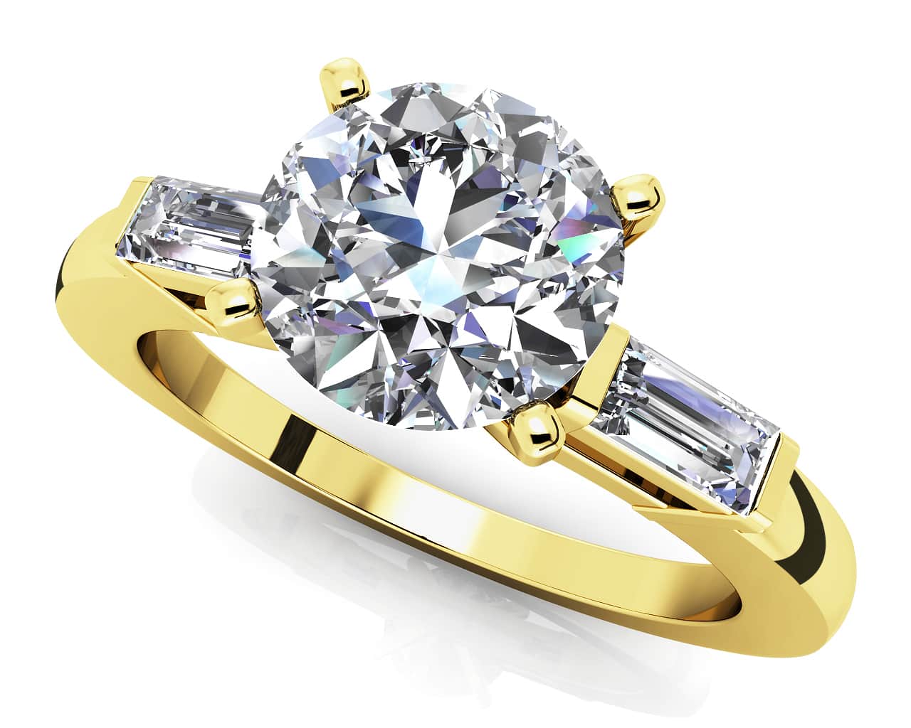 Baguette Three Across Lab-Grown Diamond Engagement Ring with 1.30 ct. (1.00 ct. center diamond) - Image 2
