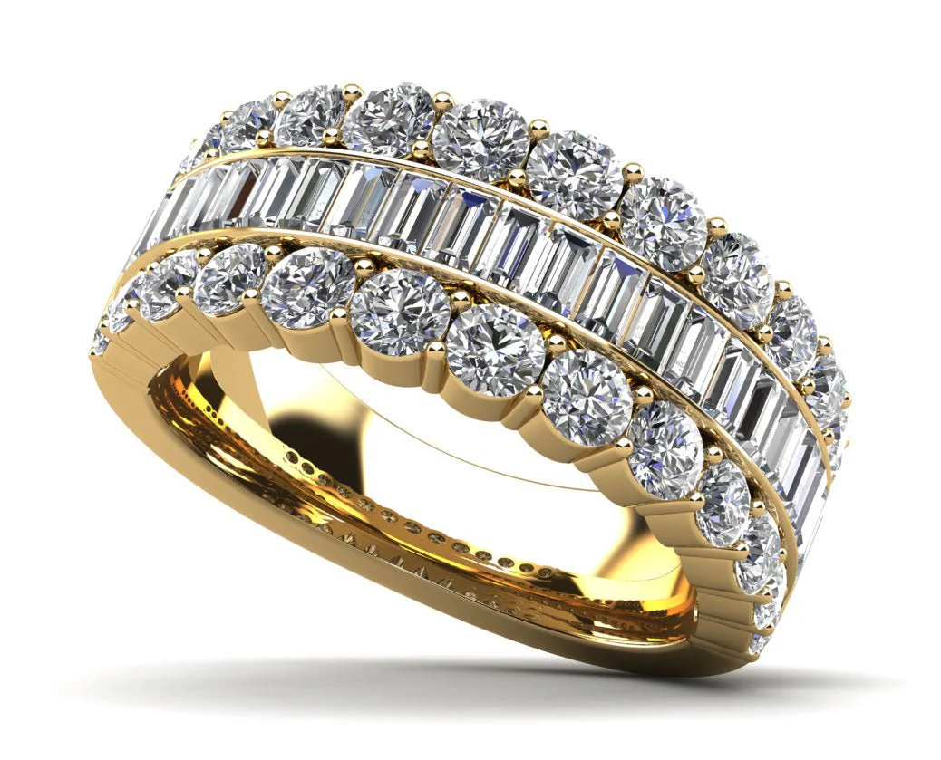 Baguettes and Rounds Anniversary Diamond Ring with 2.38 ct.(finished) 2.75x1.5mm, 2.3mm - Image 2