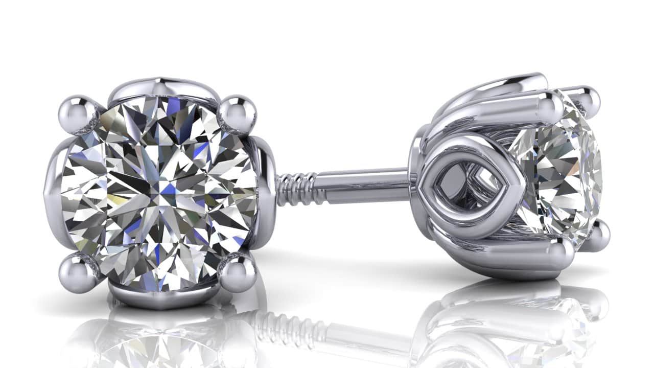 Beautiful Tulip Diamond Stud Earrings with 0.25 ct.(finished) 3.2mm