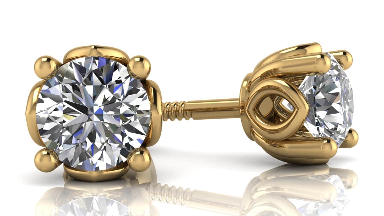 Beautiful Tulip Diamond Stud Earrings with 0.76 ct.(finished) 4.6mm - Image 2