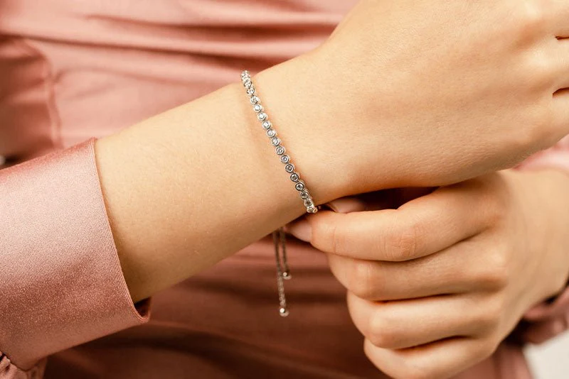 Bezel Set Adjustable Lab-Grown Diamond Bracelet with 1.95 ct.(finished) 3.5mm - Image 4