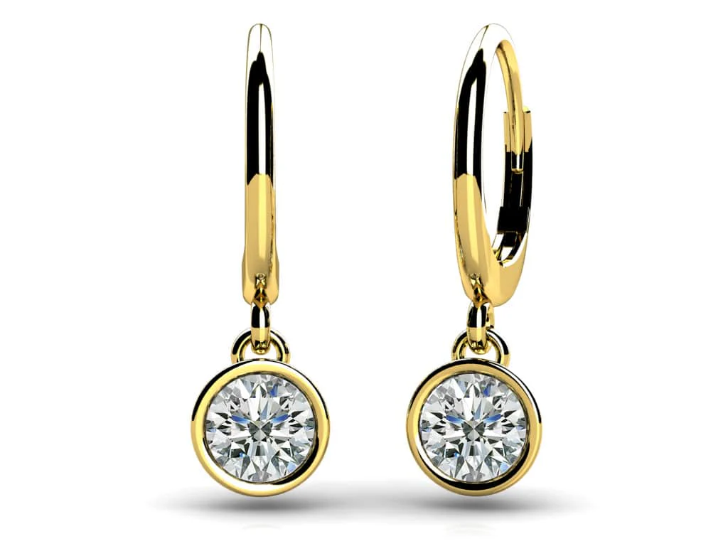 Bezel Set Diamond Drop Diamond Earrings with 0.32 ct.(finished) 3.5mm - Image 2