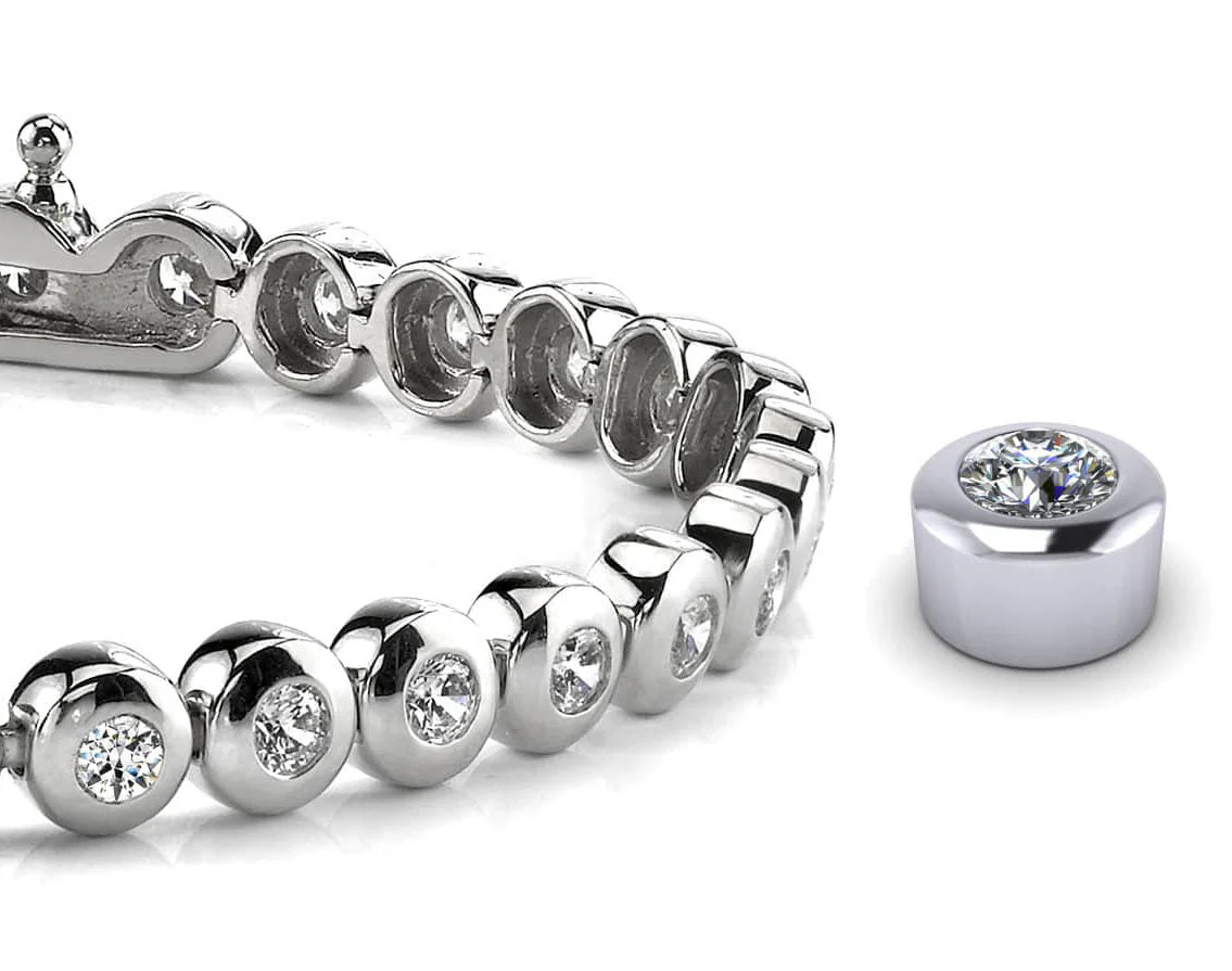 Bezel Set Lab-Grown Diamond Tennis Bracelet with 1.08 ct.(finished) 2mm