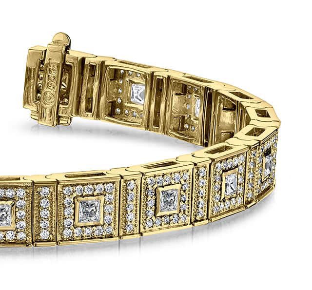 Bezel Set Princess Diamond Bracelet with 5.45 ct.(finished) 1.4mm, 2.5mm - Image 2