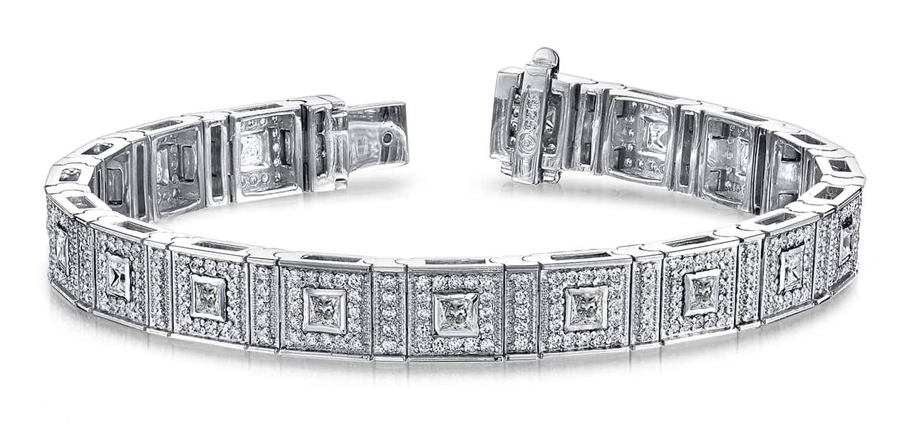 Bezel Set Princess Diamond Bracelet with 5.45 ct.(finished) 1.4mm, 2.5mm - Image 3