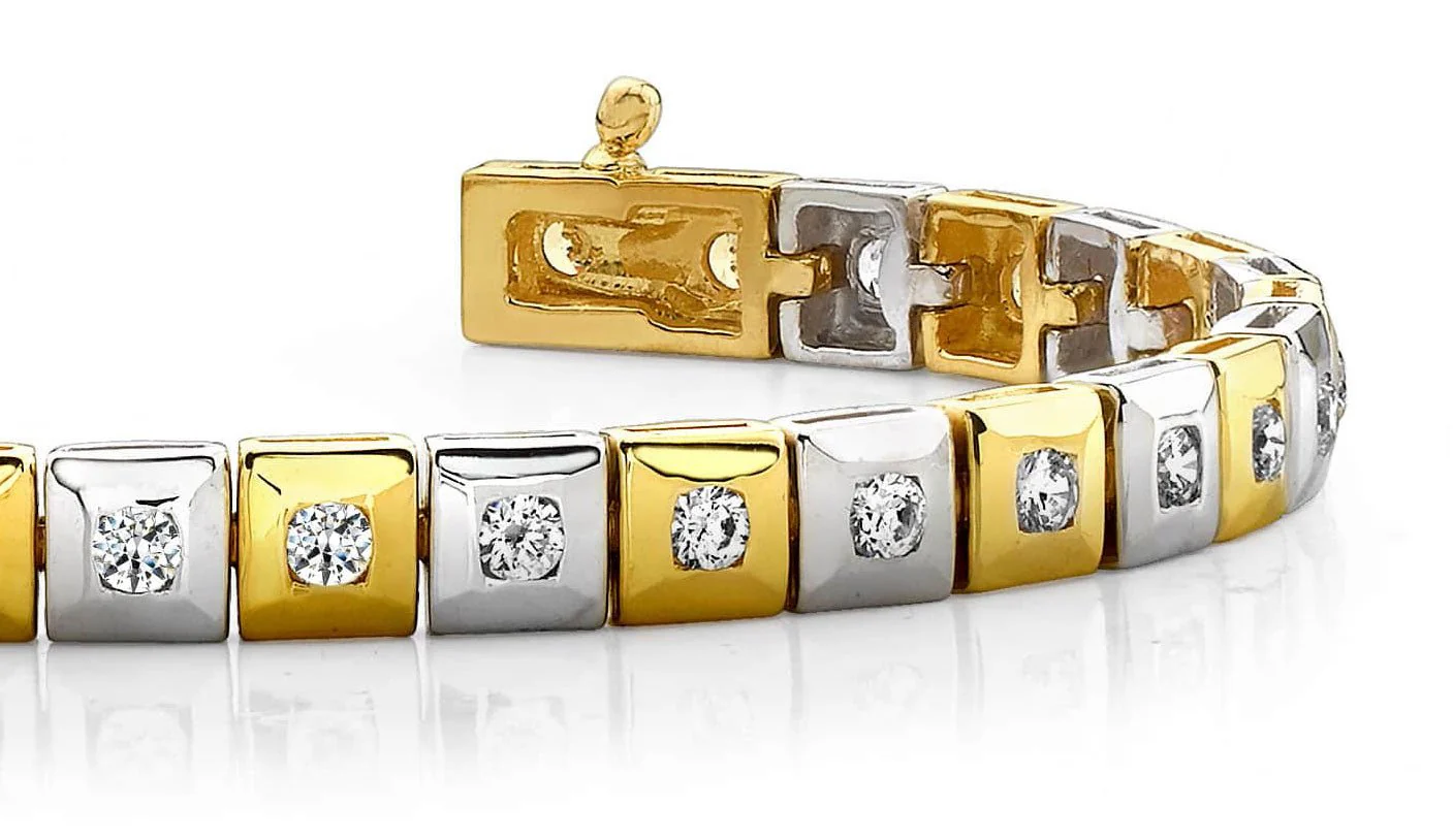 Bezel Set Square Link Diamond Bracelet with 3.10 ct.(finished) 3.0mm - Image 2