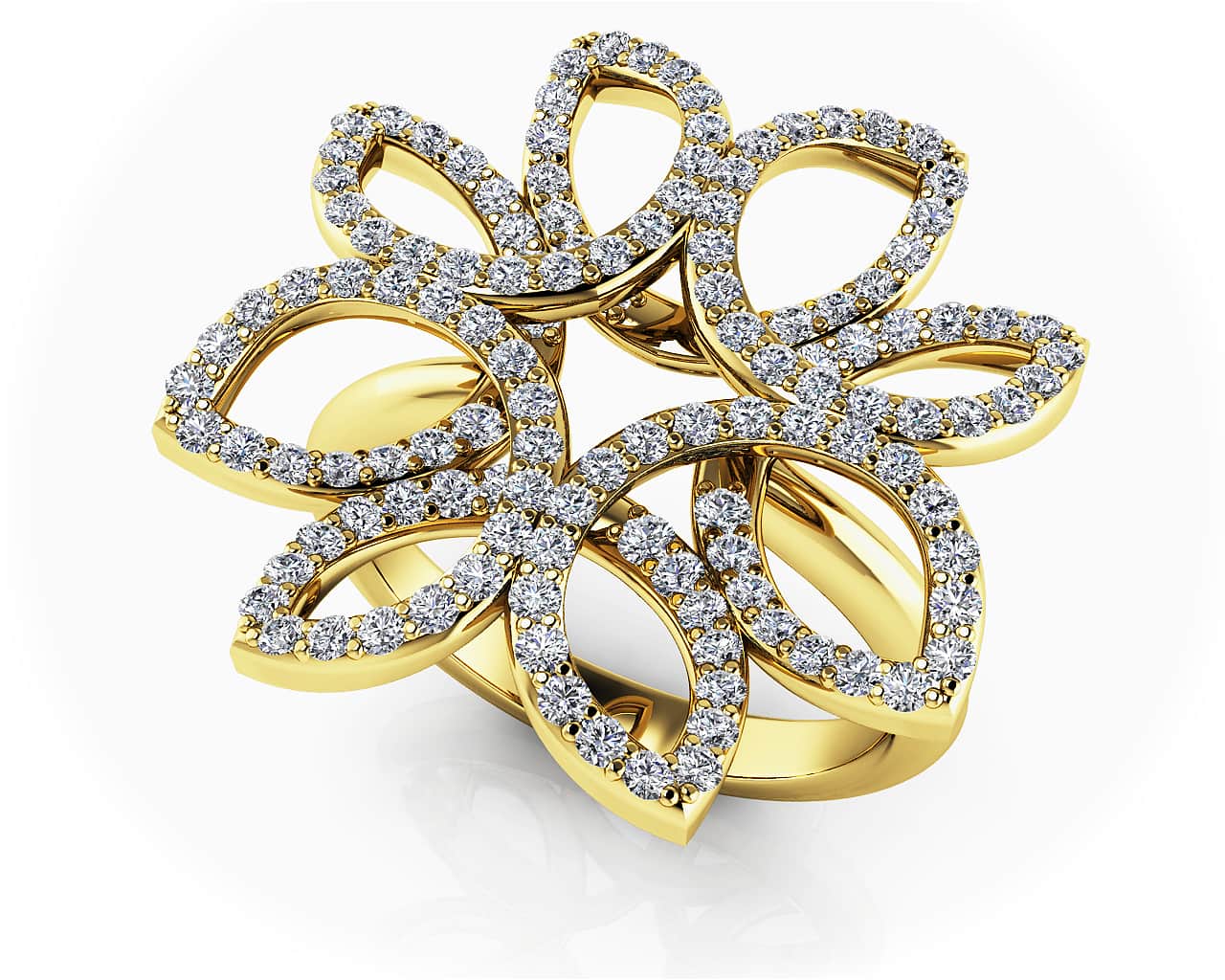 Bold Diamond Flower Ring In Lab-Grown Diamond with 0.68 ct.(finished) 1mm, 1.1mm, 1.2mm - Image 2