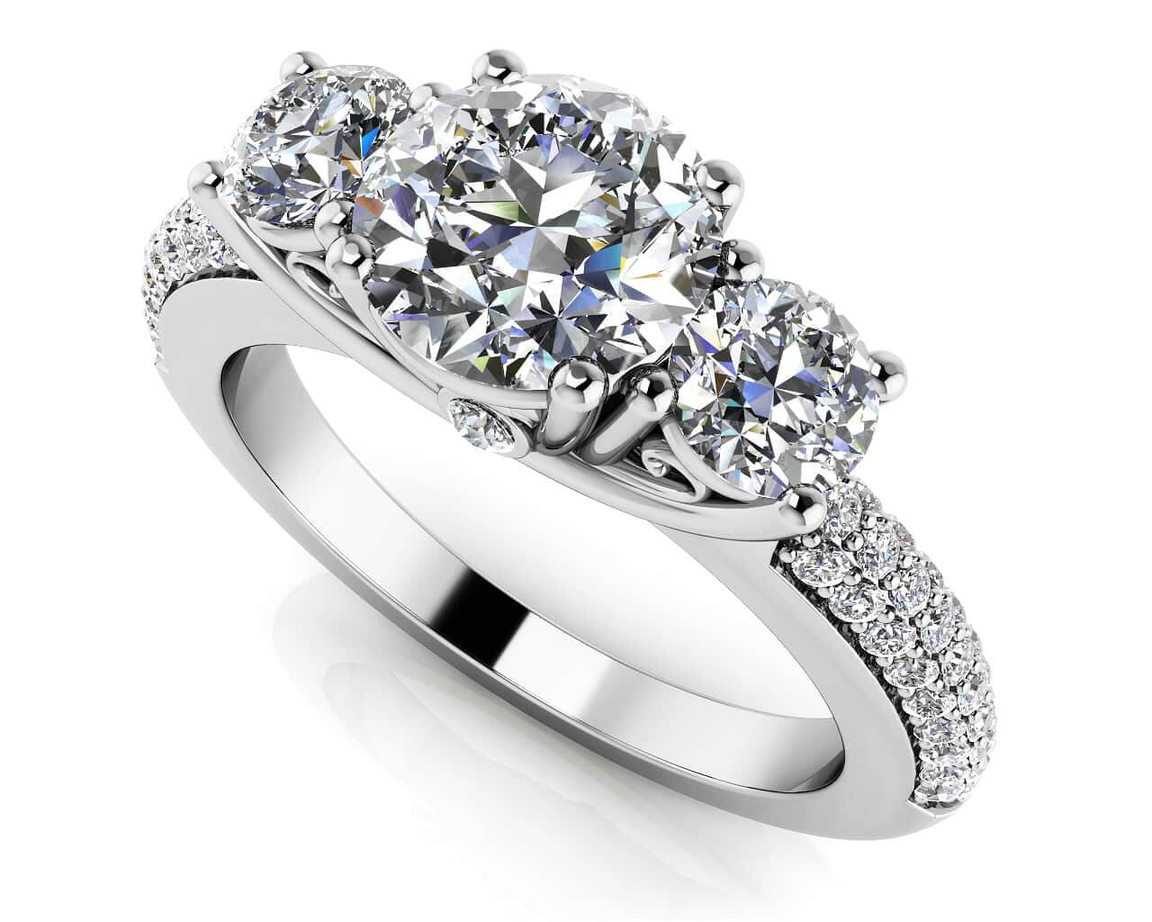 Breathtaking Scroll Lab-Grown Diamond Engagement Ring with 2.12 ct. (1.25 ct. center diamond)