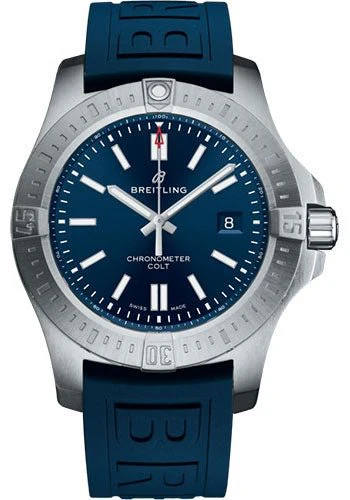 Breitling Colt Automatic Watch - Stainless Steel - Blue Dial - Blue Rubber Strap - Folding Buckle - A17388101C1S1