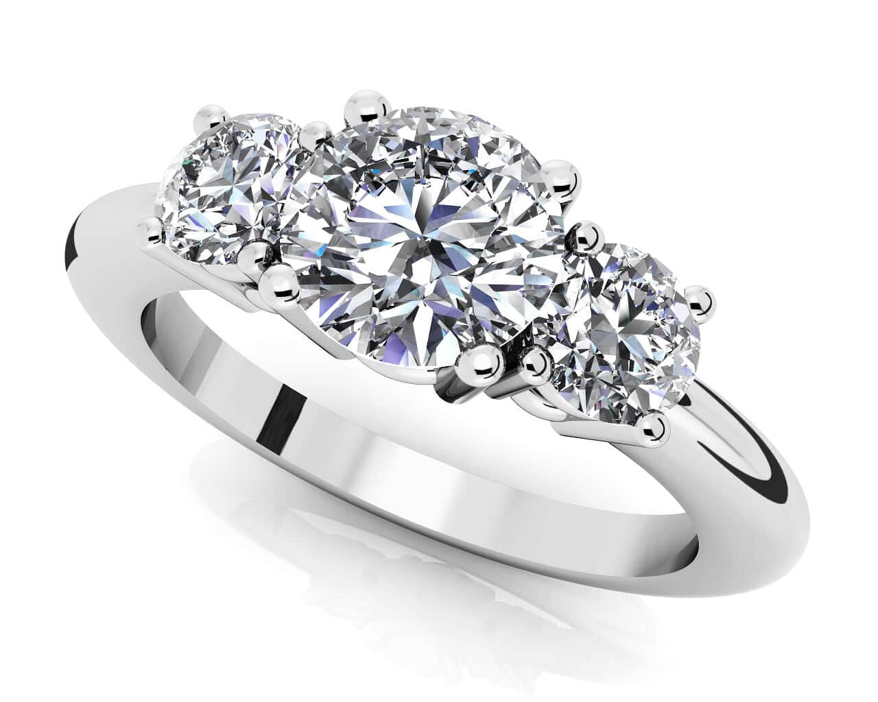 Brilliant Cut Round Diamond 3 Stone Diamond Ring with 2.35 ct. (1.50 ct. center diamond)