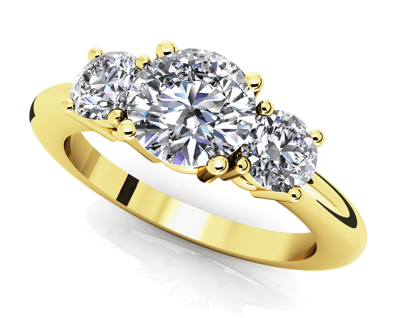 Brilliant Cut Round Diamond 3 Stone Diamond Ring with 2.35 ct. (1.50 ct. center diamond) - Image 2