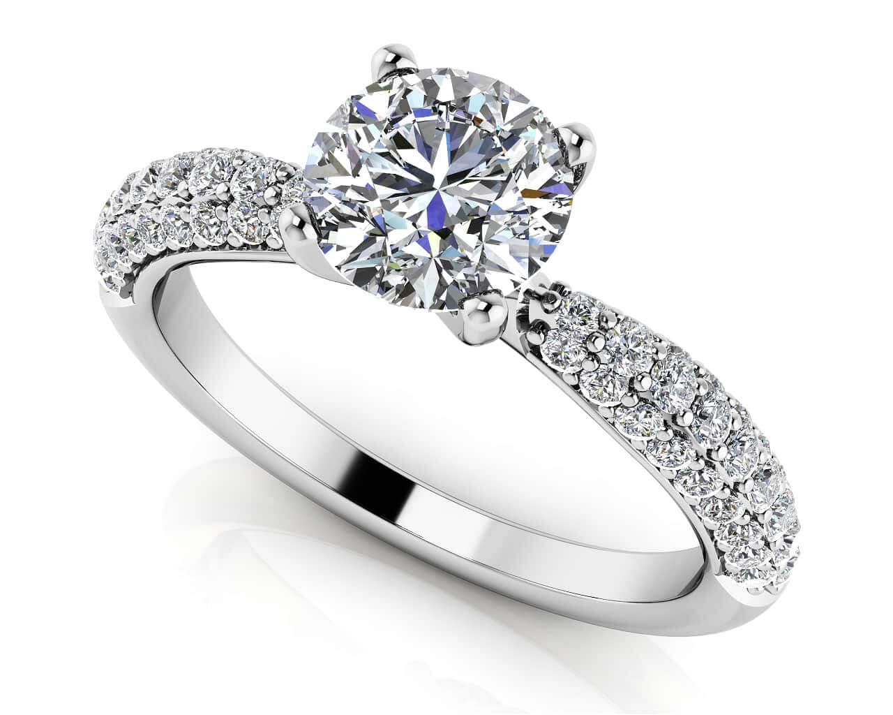 Brilliant Diamond Engagement Ring With Side Stones Diamond with 0.98 ct. (0.50 ct. center diamond)