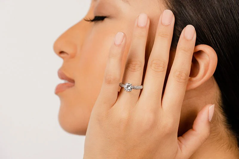 Brilliant Diamond Lab-Grown Diamond Engagement Ring With Side Stones with 0.98 ct. (0.50 ct. center diamond) - Image 3
