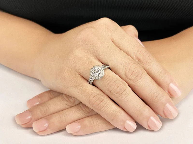 Brilliant Double Halo Lab-Grown Diamond Bridal Set with 1.18 ct. (0.50 ct. center diamond) - Image 3
