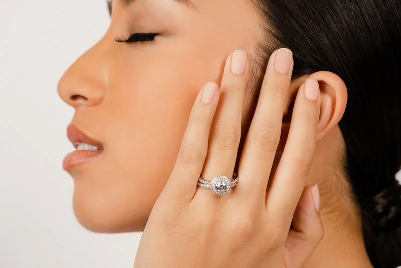 Brilliant Double Halo Lab-Grown Diamond Bridal Set with 1.18 ct. (0.50 ct. center diamond) - Image 4