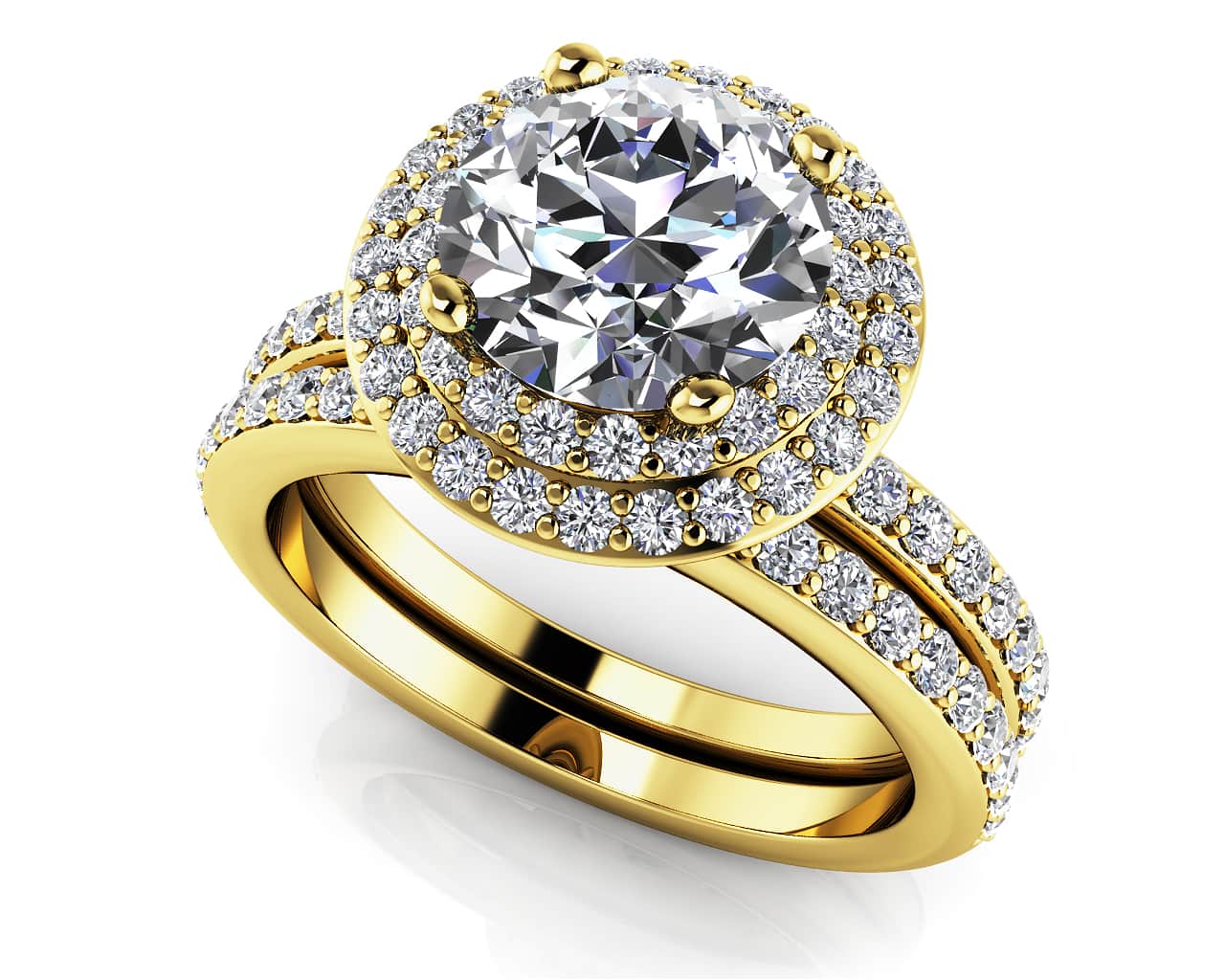 Brilliant Double Halo Lab-Grown Diamond Bridal Set with 2.79 ct. (2.00 ct. center diamond) - Image 2