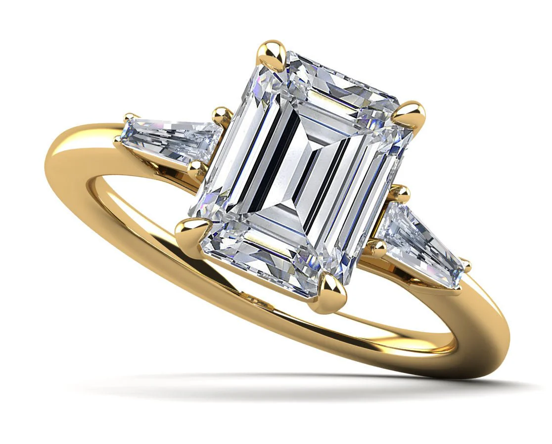 Brilliant Emerald Cut And Baguette Diamond Ring with 3.34 ct. (3.00 ct. center diamond) - Image 2